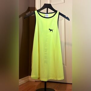 PINK Victoria's Secret Neon Lime Tank with Black Trim